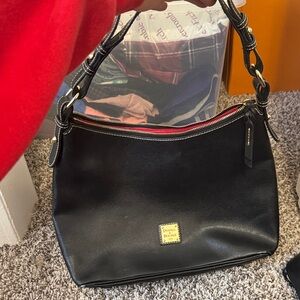 Dooney & Bourke Black Shoulder Bag with Gold Accents